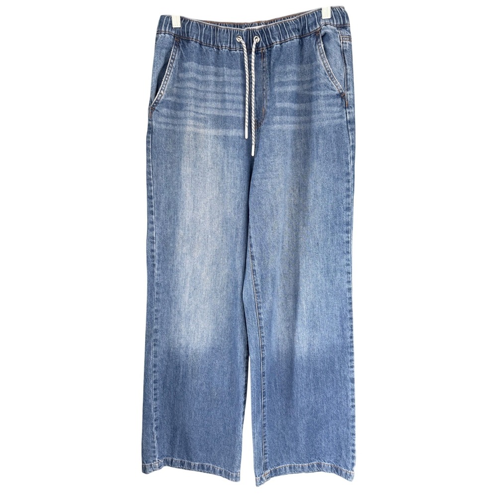 C2 RE generation Jeans Slouchy Wide Leg Pull On Denim‎ Medium Wash Drawstring